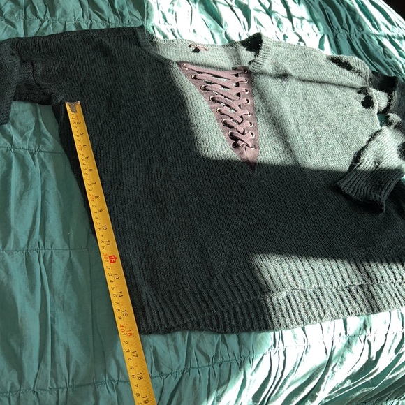 Express Knitted Sweater with Lace up Neck Size S - Picture 5 of 6